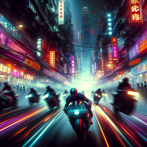 High-Speed Chase in a Cyberpunk City